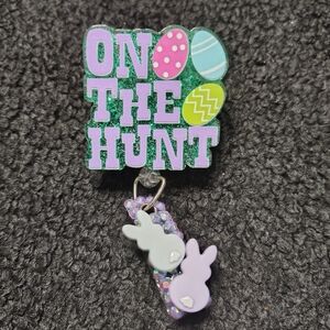 Easter Bunny On The Hunt Spring Themed  Badge Holder Retractable Reel